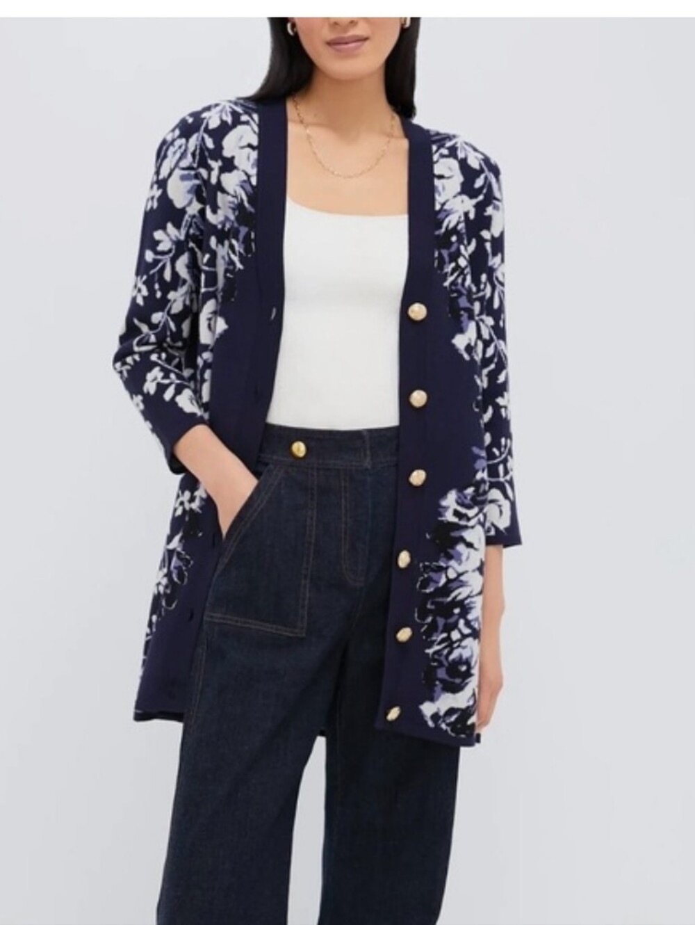 Tuckernuck Indigo Reflection Knit Jacquard Liv Cardigan SZ M NWTs